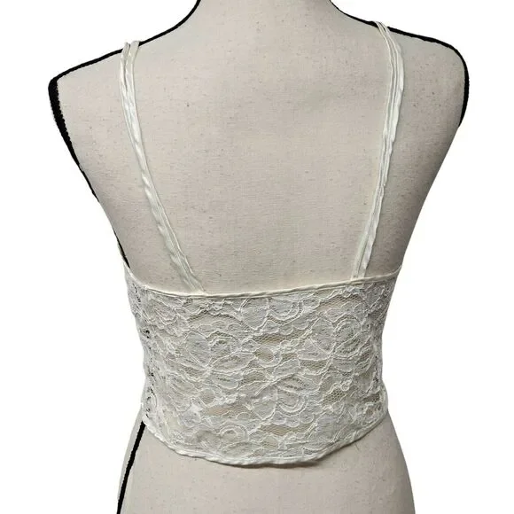 Vintage Tres Chic Ivory White Camisole Size Small Medium Bridal Coquette Dainty - Picture 4 of 6